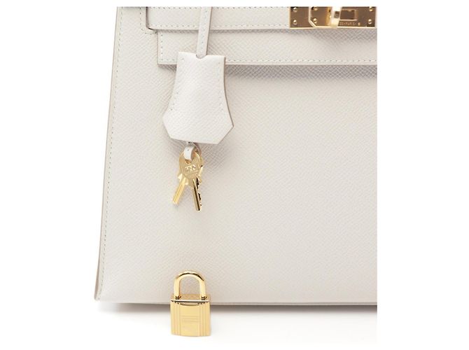 Hermès Hermes Kelly 25 Leather Handbag White - view 6