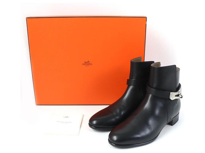 Hermès Botas de tobillo con correa de metal Hermes Kelly negras Negro - vista 2