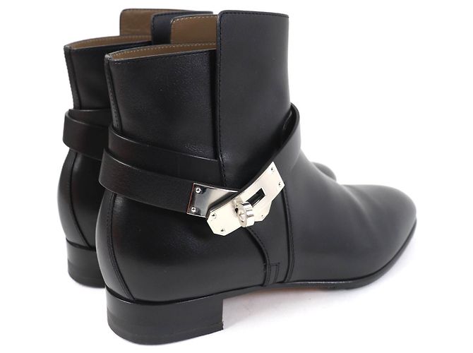 Hermès Botas de tobillo con correa de metal Hermes Kelly negras Negro - vista 3
