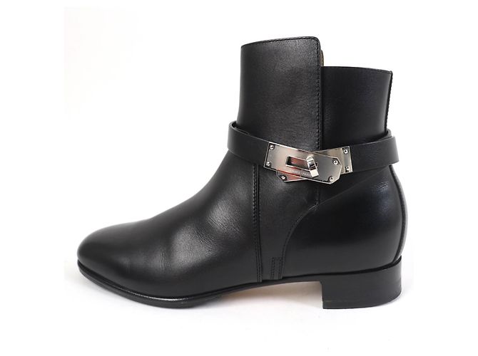 Hermès Botas de tobillo con correa de metal Hermes Kelly negras Negro - vista 5