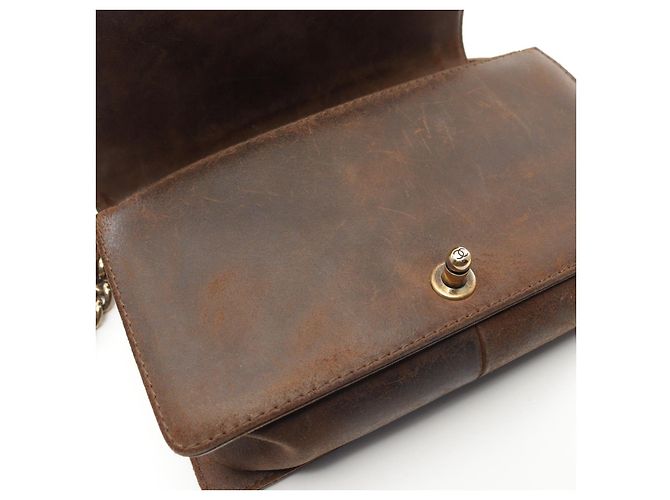 Chanel Boy Suede Leather Shoulder Bag Brown - view 7