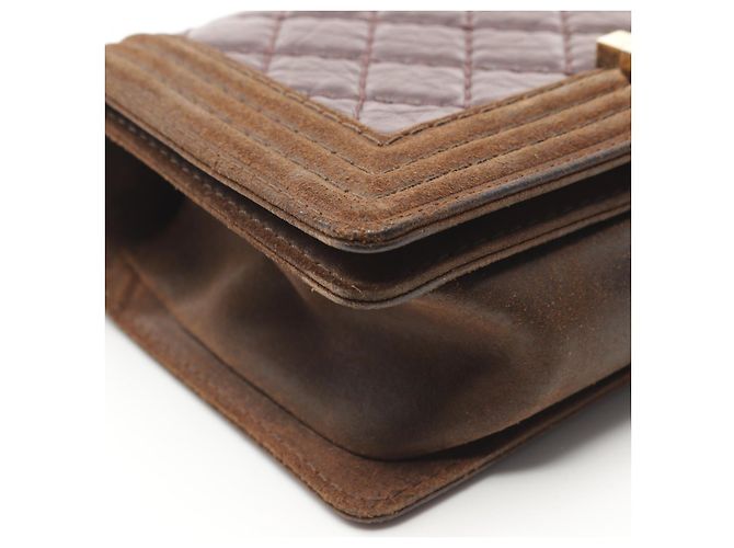 Chanel Boy Suede Leather Shoulder Bag Brown - view 9