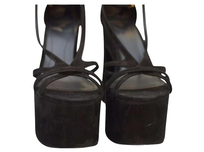 Sandali con piattaforma in suede Balmain 39.5 Nero - vista 2