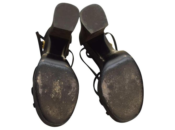 Sandali con piattaforma in suede Balmain 39.5 Nero - vista 6