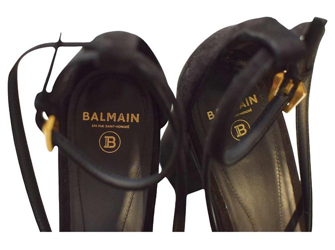 Sandali con piattaforma in suede Balmain 39.5 Nero - vista 8