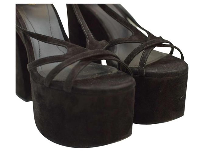 Sandali con piattaforma in suede Balmain 39.5 Nero - vista 9