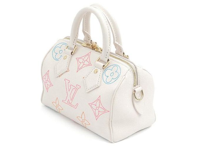 Sac à main Louis Vuitton Speedy Bandoulière 20 M46667 Blanc - vue 2