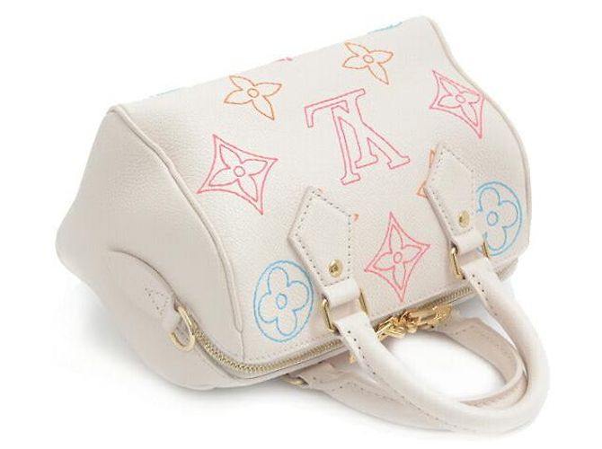 Sac à main Louis Vuitton Speedy Bandoulière 20 M46667 Blanc - vue 4