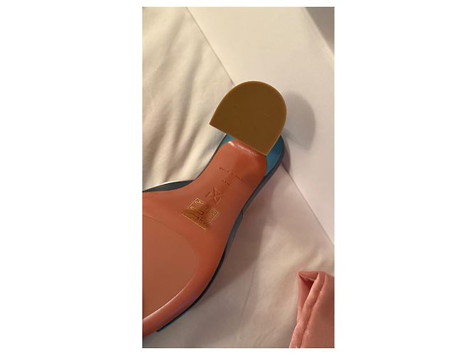 Sandali Amina Muaddi Lupita in pelle blu - vista 8