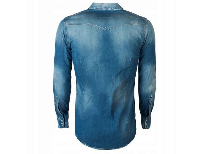Camicia in denim western classica molto rara Dsquared2 Verde chiaro - vista 2