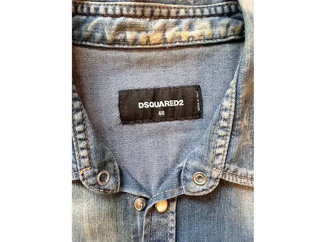 Camicia in denim western classica molto rara Dsquared2 Verde chiaro - vista 3