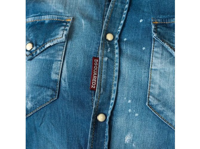 Camicia in denim western classica molto rara Dsquared2 Verde chiaro - vista 5