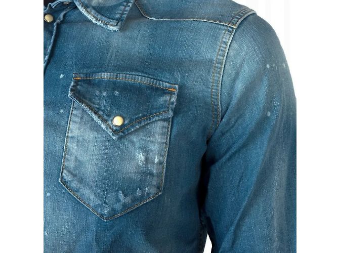Camicia in denim western classica molto rara Dsquared2 Verde chiaro - vista 6