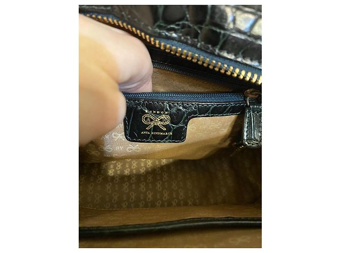 Borsa Anya Hindmarch in pelle verde scuro Grigio antracite - vista 10