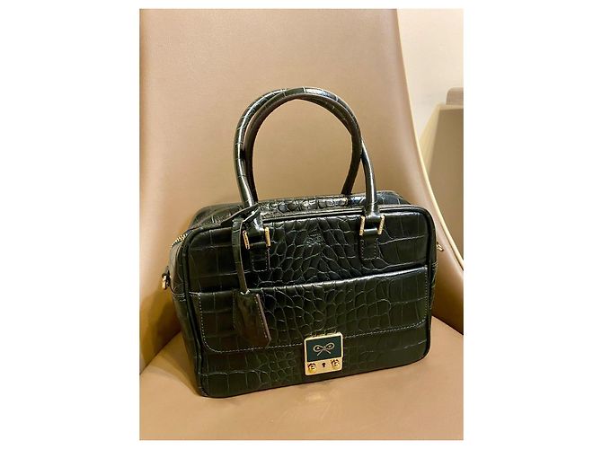 Borsa Anya Hindmarch in pelle verde scuro Grigio antracite - vista 2