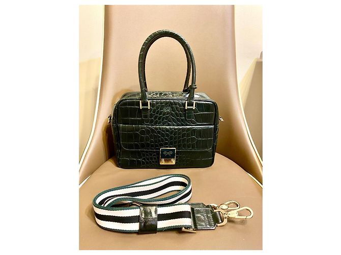 Borsa Anya Hindmarch in pelle verde scuro Grigio antracite - vista 3