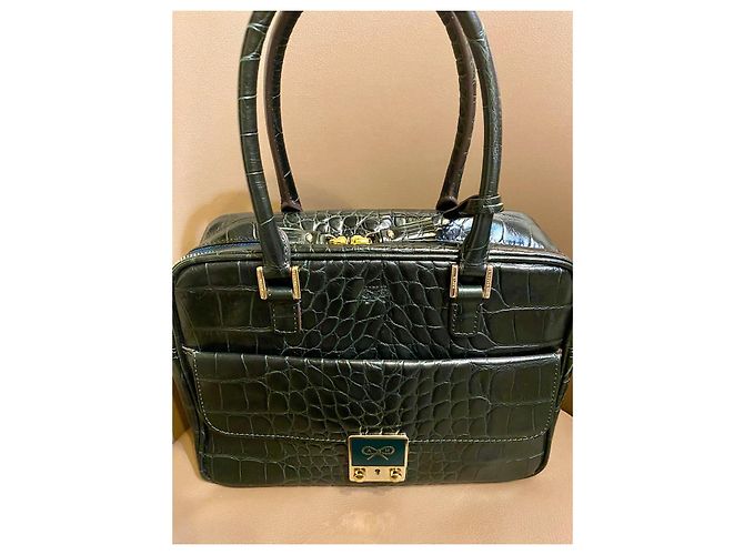 Borsa Anya Hindmarch in pelle verde scuro Grigio antracite - vista 4