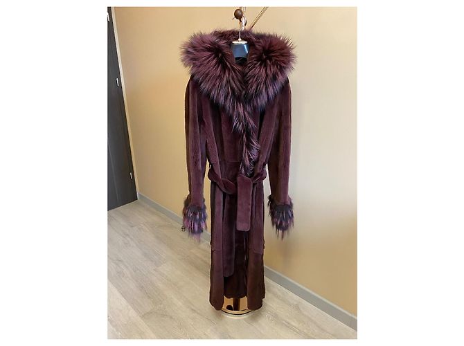 Autre Marque Abrigo de piel de visón desmenuzada morado oscuro - vista 10