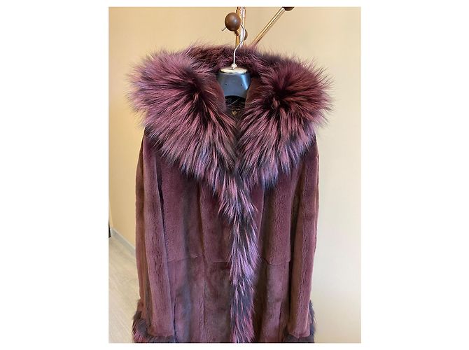 Autre Marque Abrigo de piel de visón desmenuzada morado oscuro - vista 11