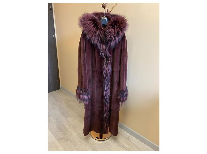 Autre Marque Abrigo de piel de visón desmenuzada morado oscuro - vista 13