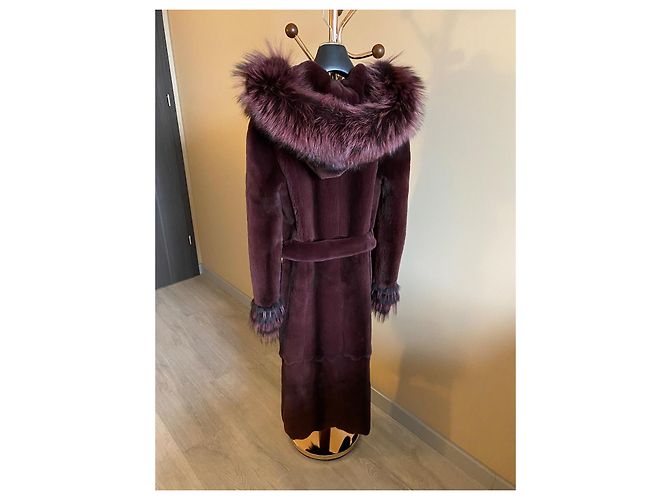 Autre Marque Abrigo de piel de visón desmenuzada morado oscuro - vista 3