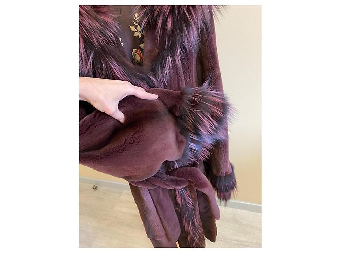 Autre Marque Abrigo de piel de visón desmenuzada morado oscuro - vista 6