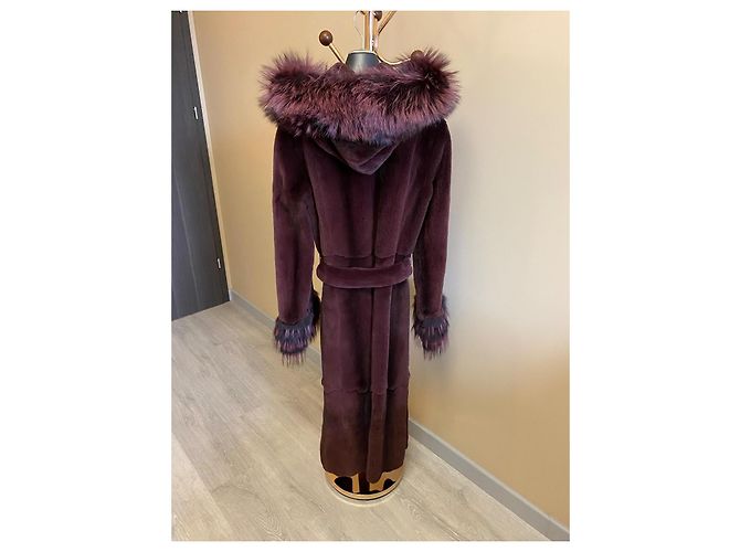 Autre Marque Abrigo de piel de visón desmenuzada morado oscuro - vista 7