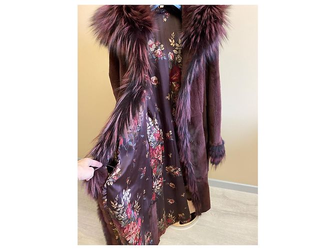 Autre Marque Abrigo de piel de visón desmenuzada morado oscuro - vista 8