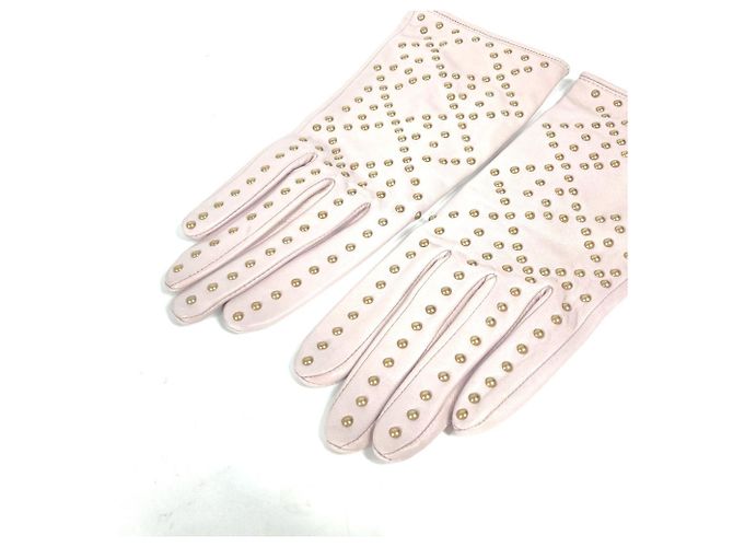 Luvas Cannage de couro rosa com studs Christian Dior - vista 4
