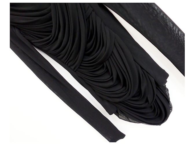 Top de tule drapeado preto com acabamento em couro da Tom Ford - Ansicht 2