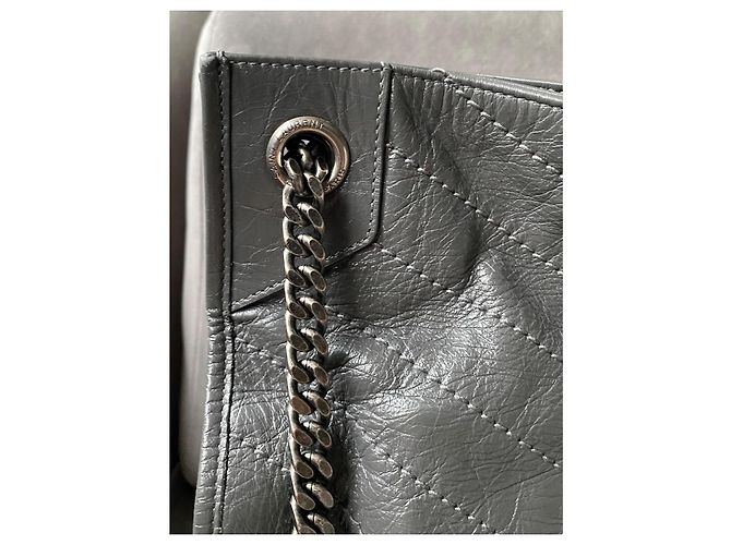 Saint Laurent Borsa della spesa Niki Grigio - vista 10