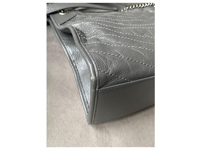 Saint Laurent Borsa della spesa Niki Grigio - vista 15