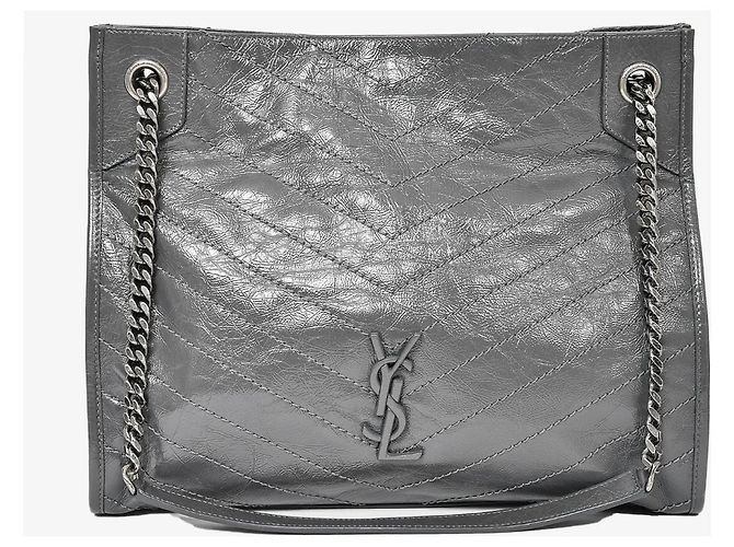 Saint Laurent Borsa della spesa Niki Grigio - vista 2