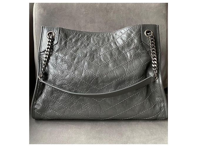Saint Laurent Borsa della spesa Niki Grigio - vista 7