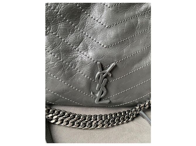 Saint Laurent Borsa della spesa Niki Grigio - vista 8