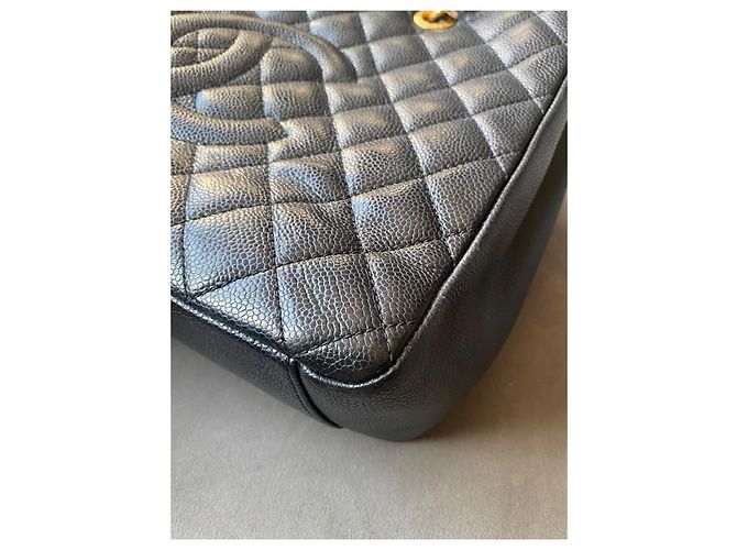 Borsa Chanel GST Grand Shopping Tote in pelle caviar nera - vista 14