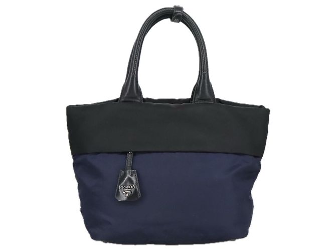 PRADA Borsa a mano in nylon blu navy argento autentica ep6744 - vista 13