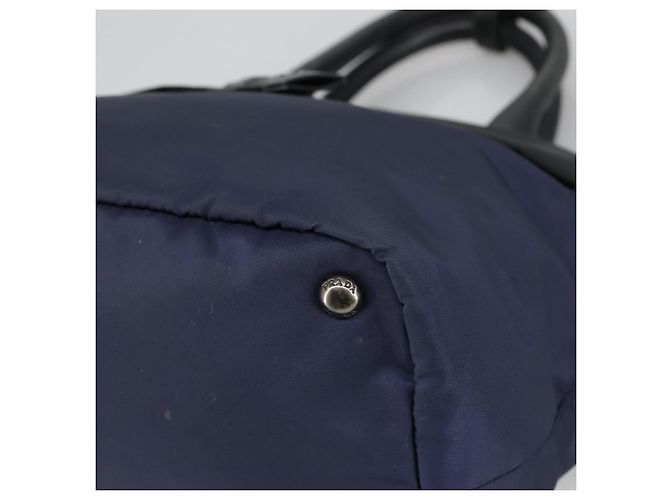 PRADA Borsa a mano in nylon blu navy argento autentica ep6744 - vista 15