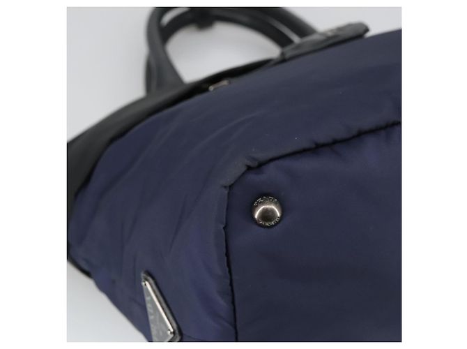 PRADA Borsa a mano in nylon blu navy argento autentica ep6744 - vista 16