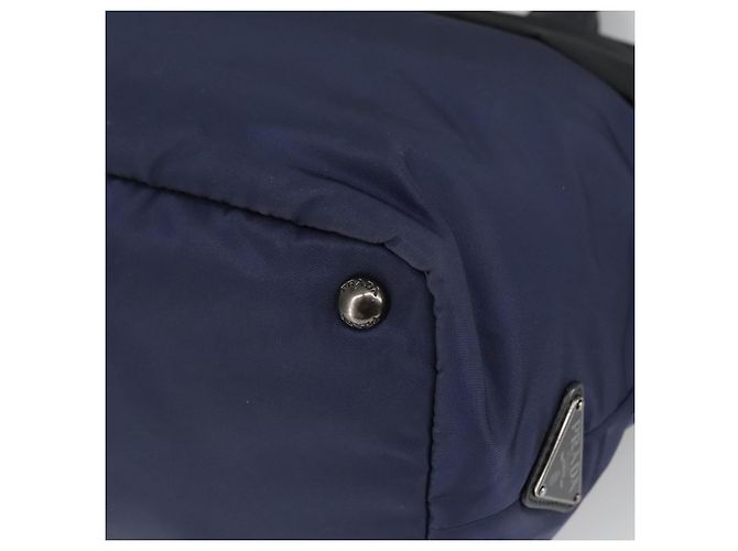 PRADA Borsa a mano in nylon blu navy argento autentica ep6744 - vista 17