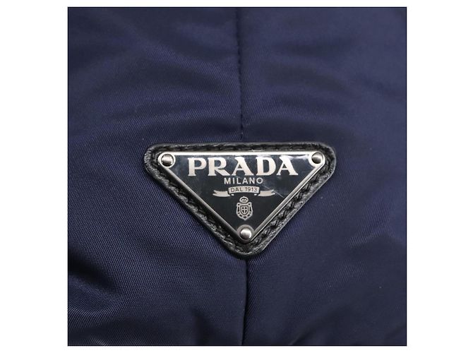 PRADA Borsa a mano in nylon blu navy argento autentica ep6744 - vista 18