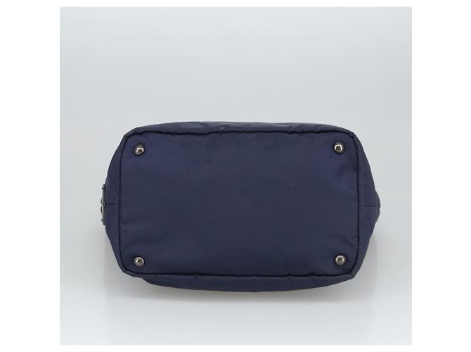 PRADA Borsa a mano in nylon blu navy argento autentica ep6744 - vista 5