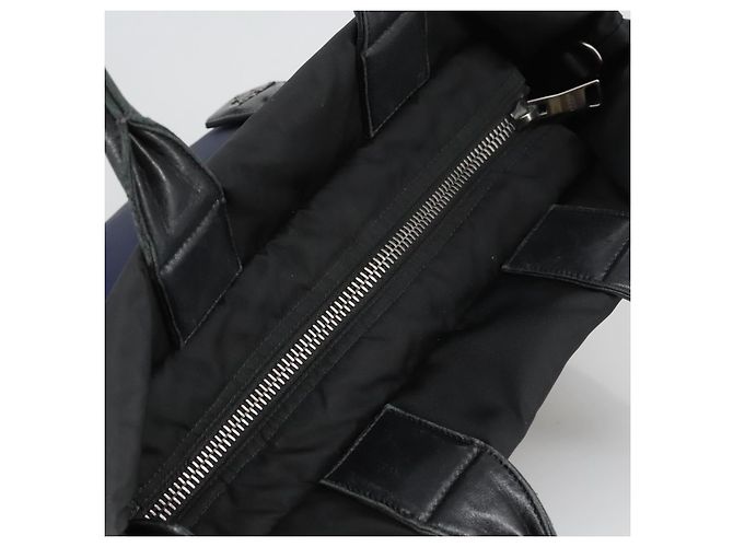 PRADA Borsa a mano in nylon blu navy argento autentica ep6744 - vista 6