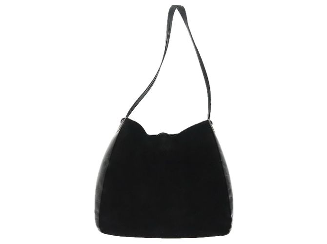 BALLY Borsa a Spalla in Pelle Scamosciata Nera Argento Auth ti2365 Nero - vista 13