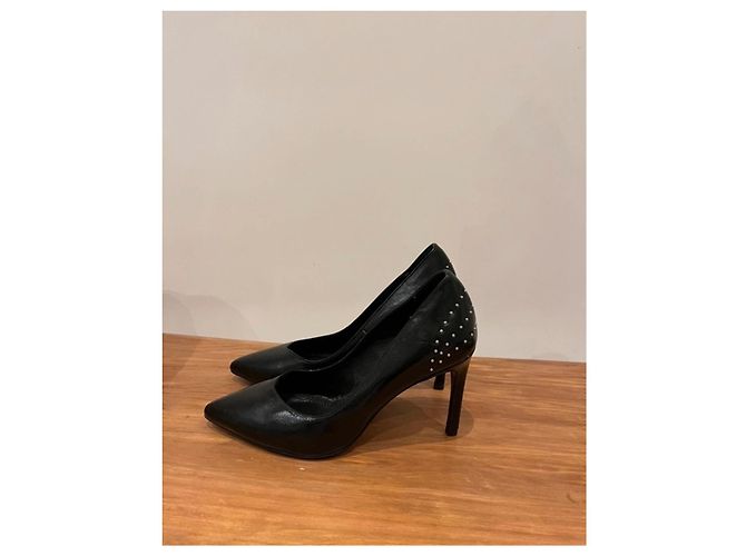 Décolleté Maje in pelle nera con tacco a spillo 10cm Nero - vista 2
