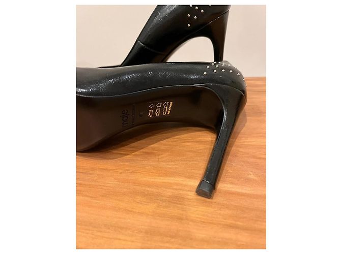 Décolleté Maje in pelle nera con tacco a spillo 10cm Nero - vista 5