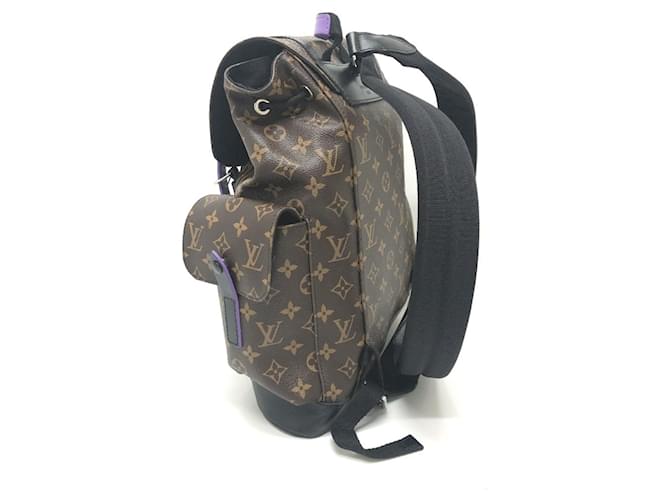 Zaino Christopher PM Monogram Macassar Louis Vuitton Marrone Porpora Monogramma - vista 3
