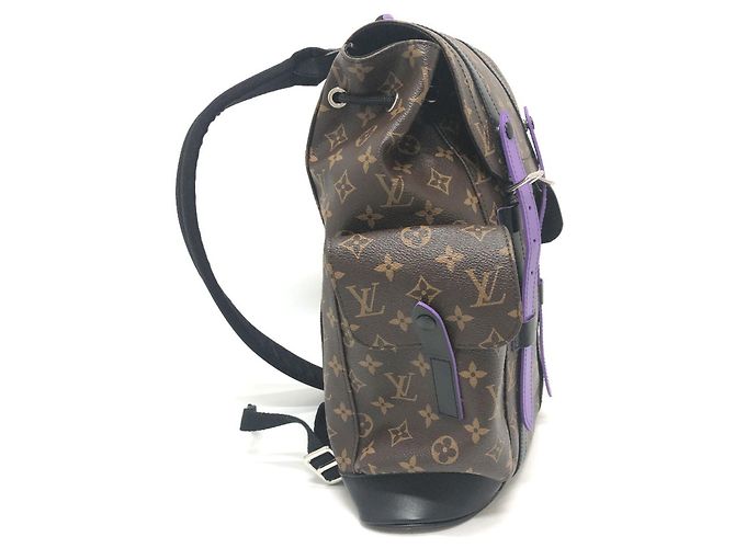 Zaino Christopher PM Monogram Macassar Louis Vuitton Marrone Porpora Monogramma - vista 4