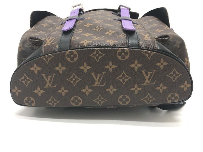 Zaino Christopher PM Monogram Macassar Louis Vuitton Marrone Porpora Monogramma - vista 5