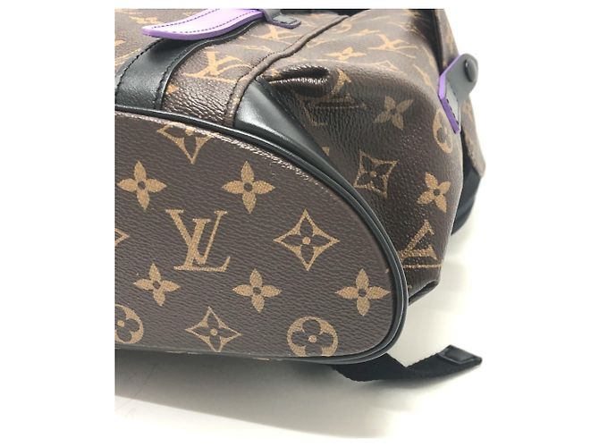 Zaino Christopher PM Monogram Macassar Louis Vuitton Marrone Porpora Monogramma - vista 6